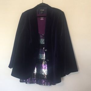 Purple sequined tank and purple blazer